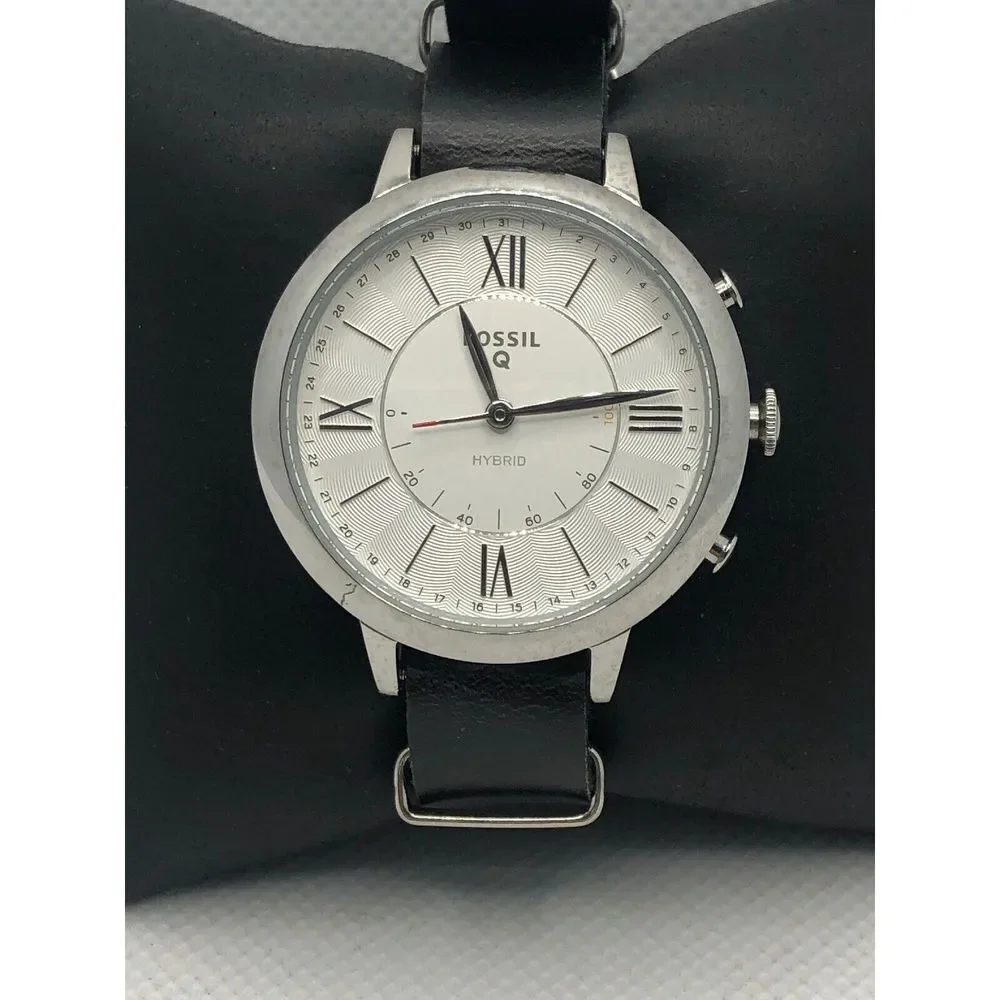 Fossil Q FTW5007 Women Black Leather Analog Silver Dial Hybrid Smart Watch HK270